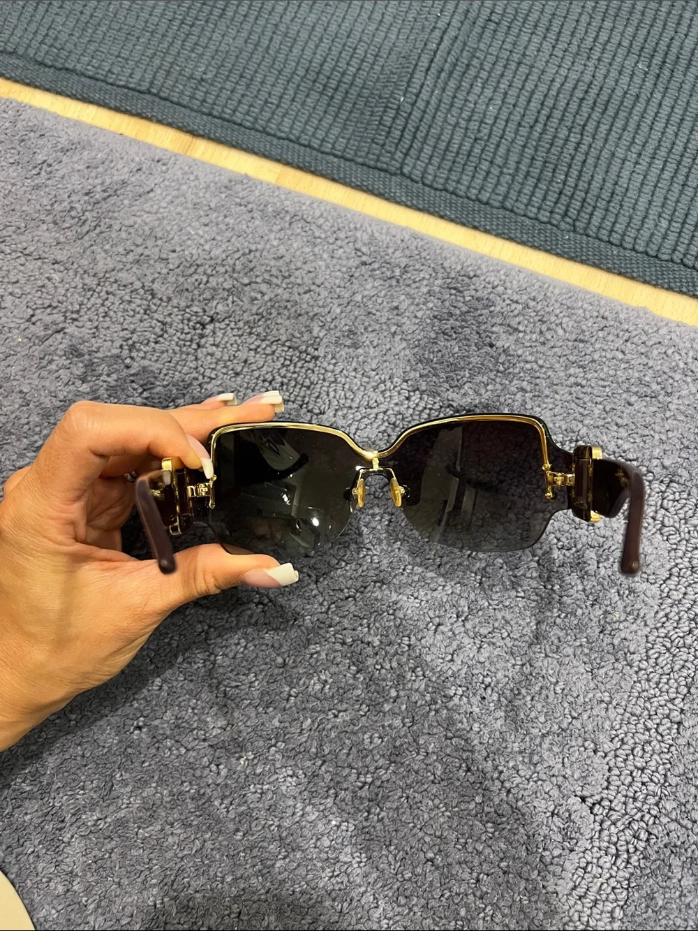 Jimmy Choo Black Rimless Gradient Sunglasses with Ivory Case